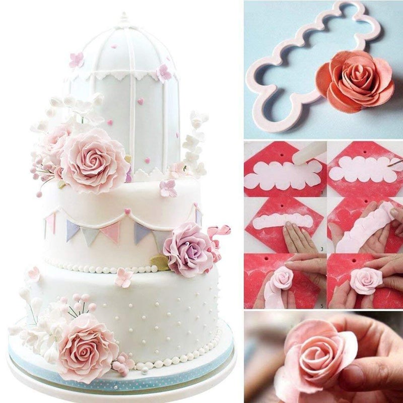 Soleebee 114 Pcs Cake Decorating Tools Fondant Cake Baking Decorating Sugar Craft Icing Tools Plunger Cutters Snowflake Rose Flower Moulds Set Letter Cookie Cutters Rolling Pin Equipment Accessories - Image 3